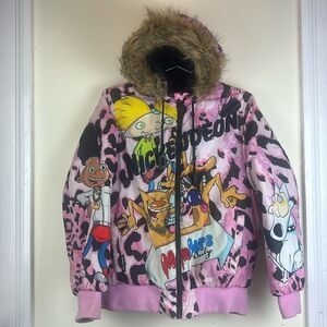 Nickelodeon Rugrats Cat Dog Hey Arnold Members Only X Faux Fur Hooded Jacket